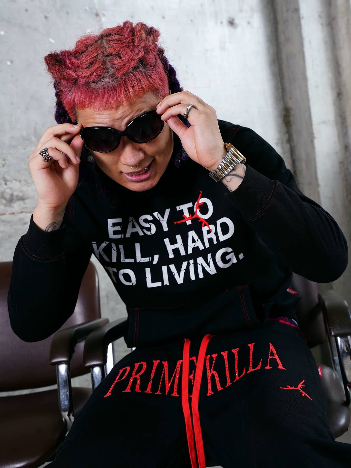 TGFCLUB Easy To Kill Hard To Living Print Slim Fit Hoodie