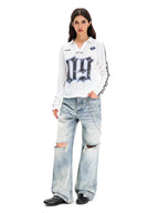 F3F Select Numbering Stripe Sleeve Mesh Long Sleeve Polo Jersey