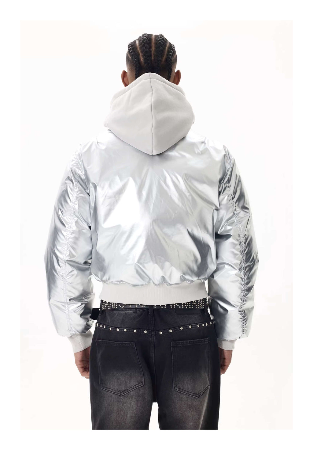 KARMANISTIC Embroidered Hooded Puffer Bomber Jacket