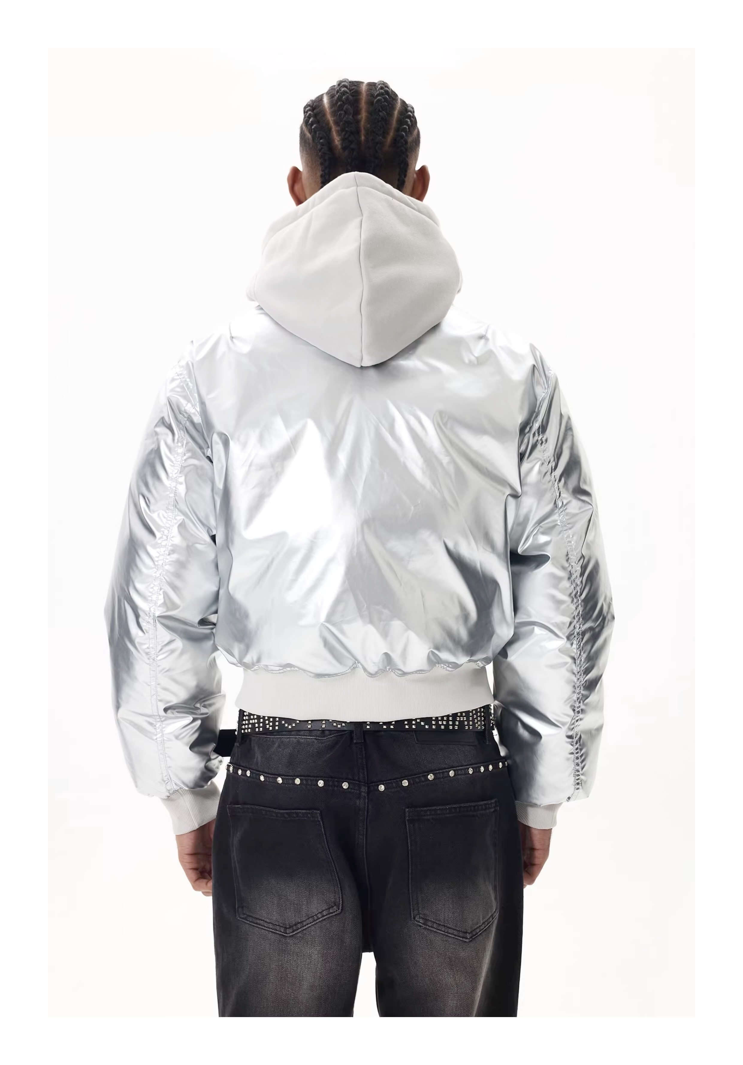 KARMANISTIC Embroidered Hooded Puffer Bomber Jacket