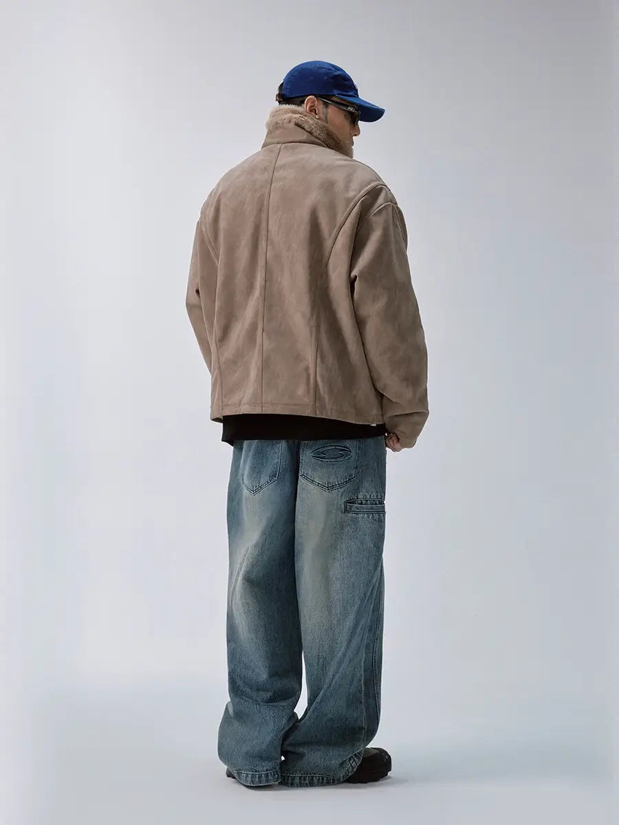 F2CE Long Fur Lined Suede Jacket