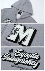 MEDM Towel Applique Embroidery Zip-Up Hoodie