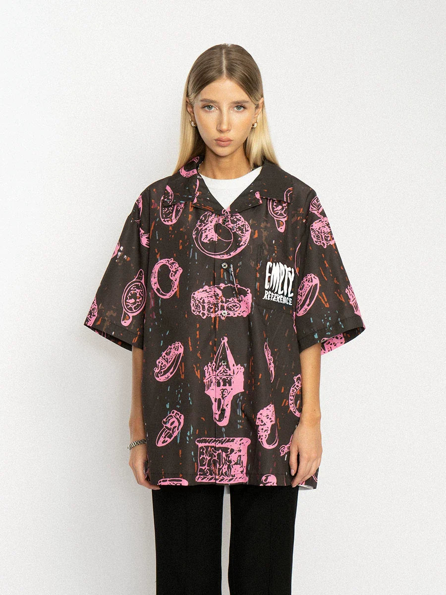 EMPTY REFERENCE Jewelry Full Printed Short Sleeve Shirt