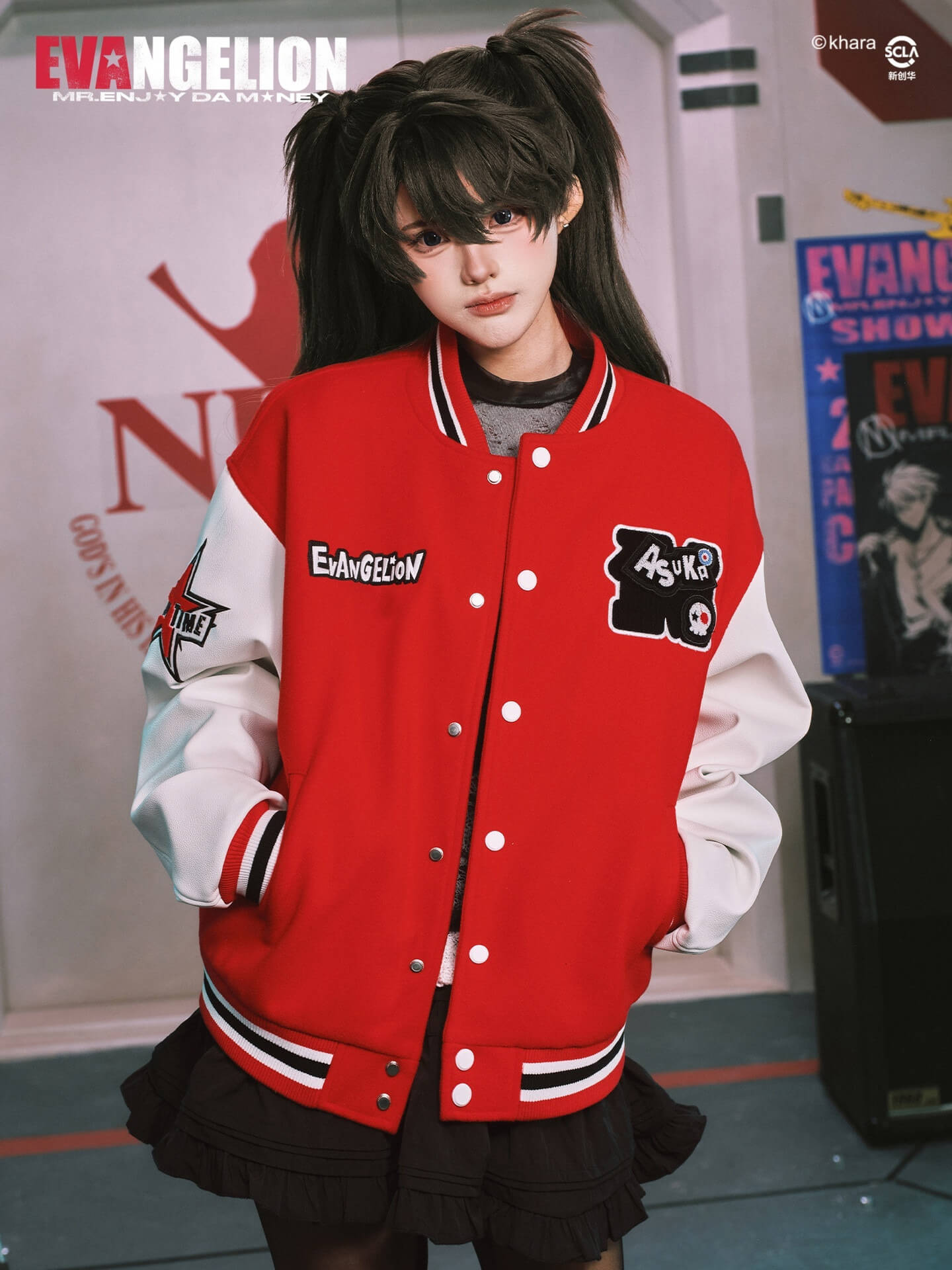 MEDM x EVA NEVER END Character Patch Detachable Velcro Patch Varsity Jacket