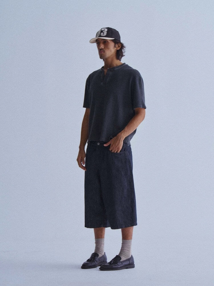 LIBERAFIT Raw Denim Below Knee Shorts