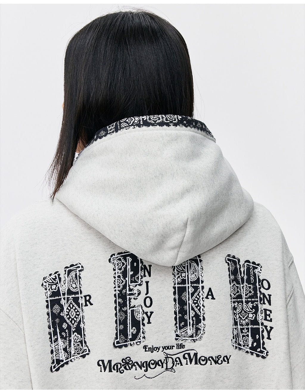 MEDM Ethnic Paisley Patch Embroidered Hoodie