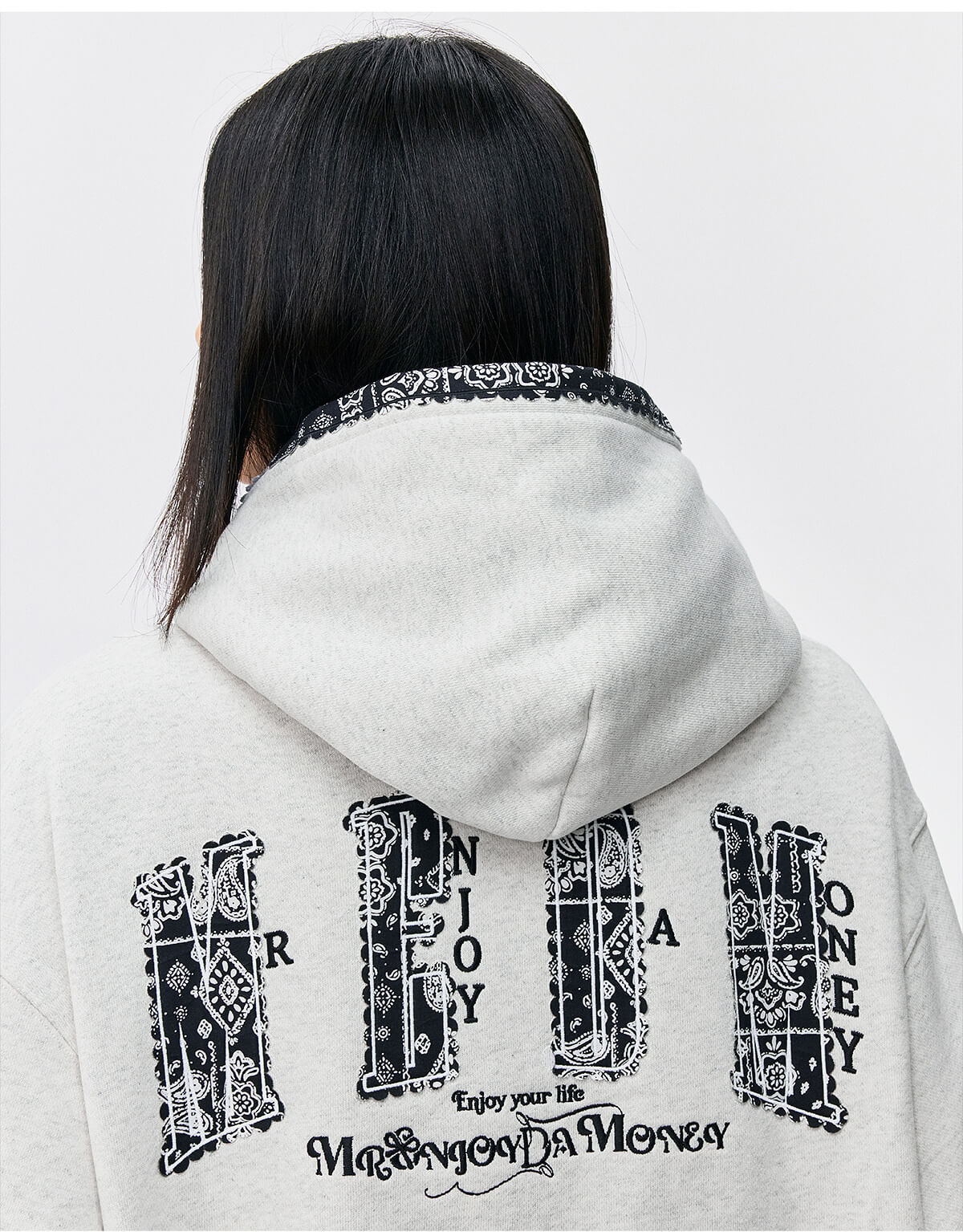 MEDM Ethnic Paisley Patch Embroidered Hoodie