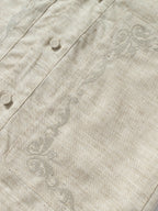 YADcrew Linen Blend Embroidered Short Sleeve Shirt