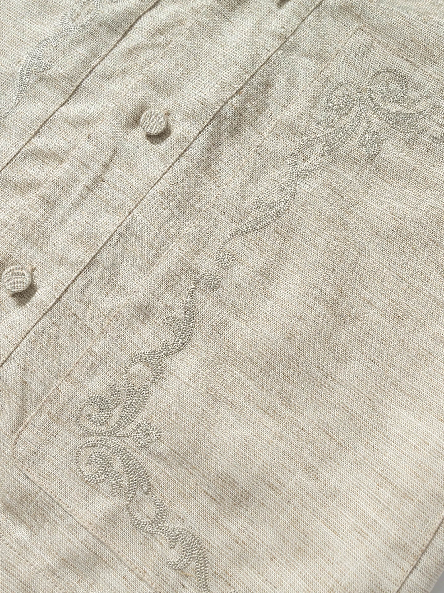 YADcrew Linen Blend Embroidered Short Sleeve Shirt