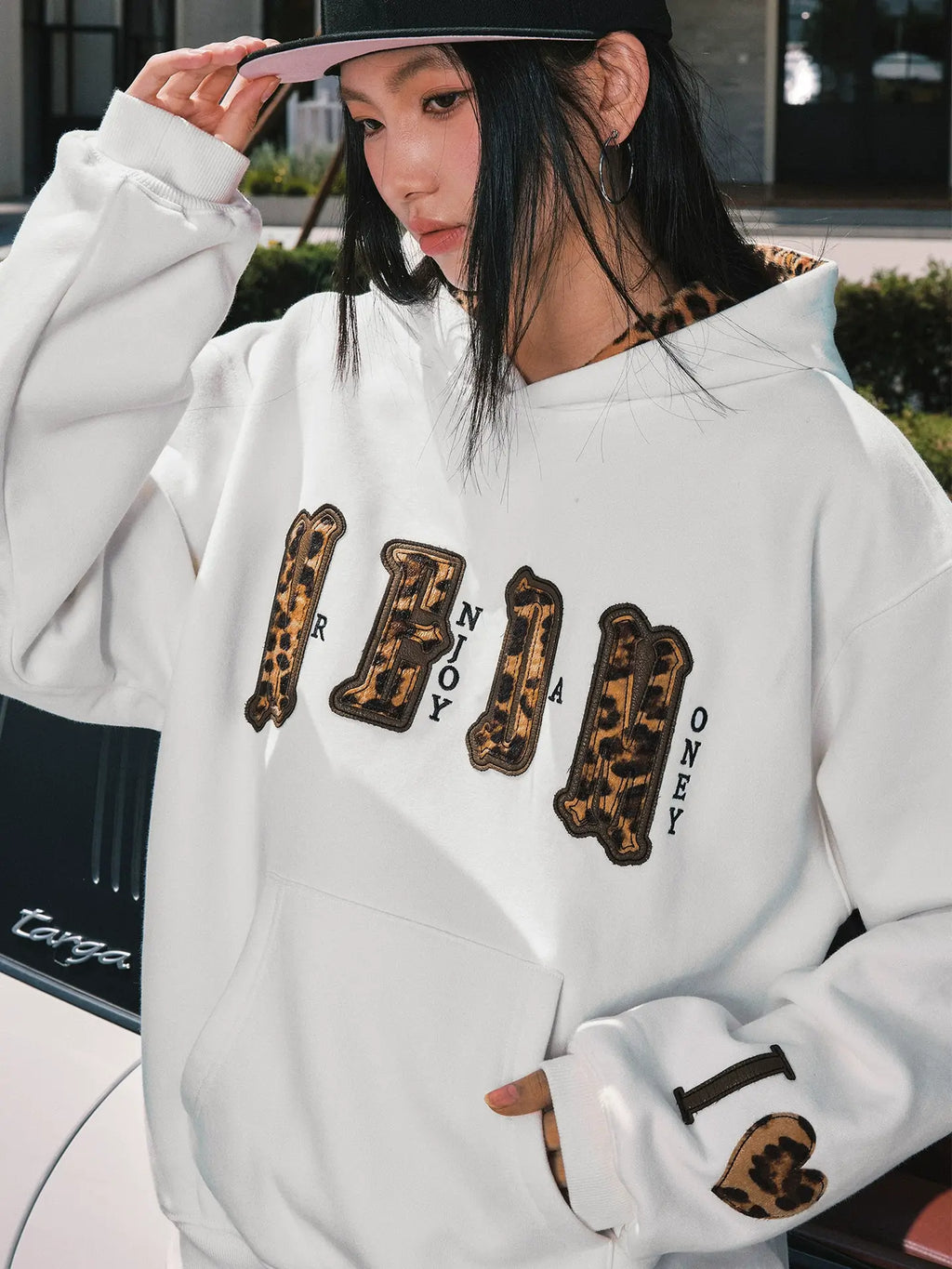 MEDM Leopard Faux Fur Layered Hoodie