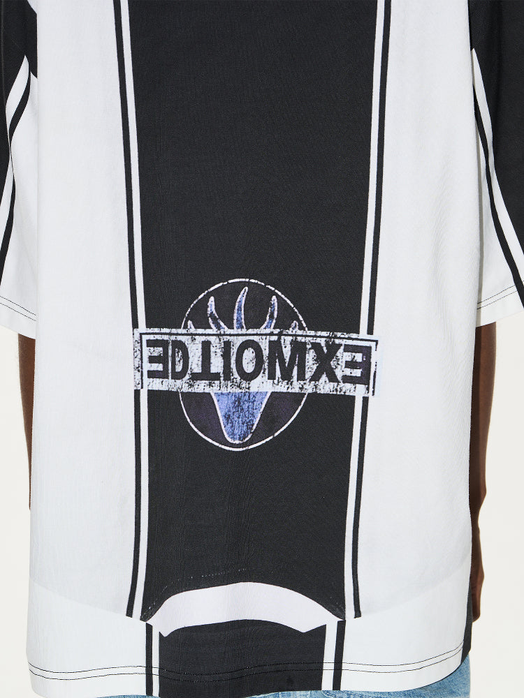 BLIND NO PLAN Striped Sports Uniform Digital Print Polo