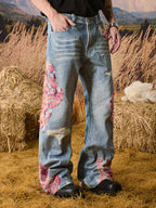 YADcrew Evening Lace Print Denim Jeans