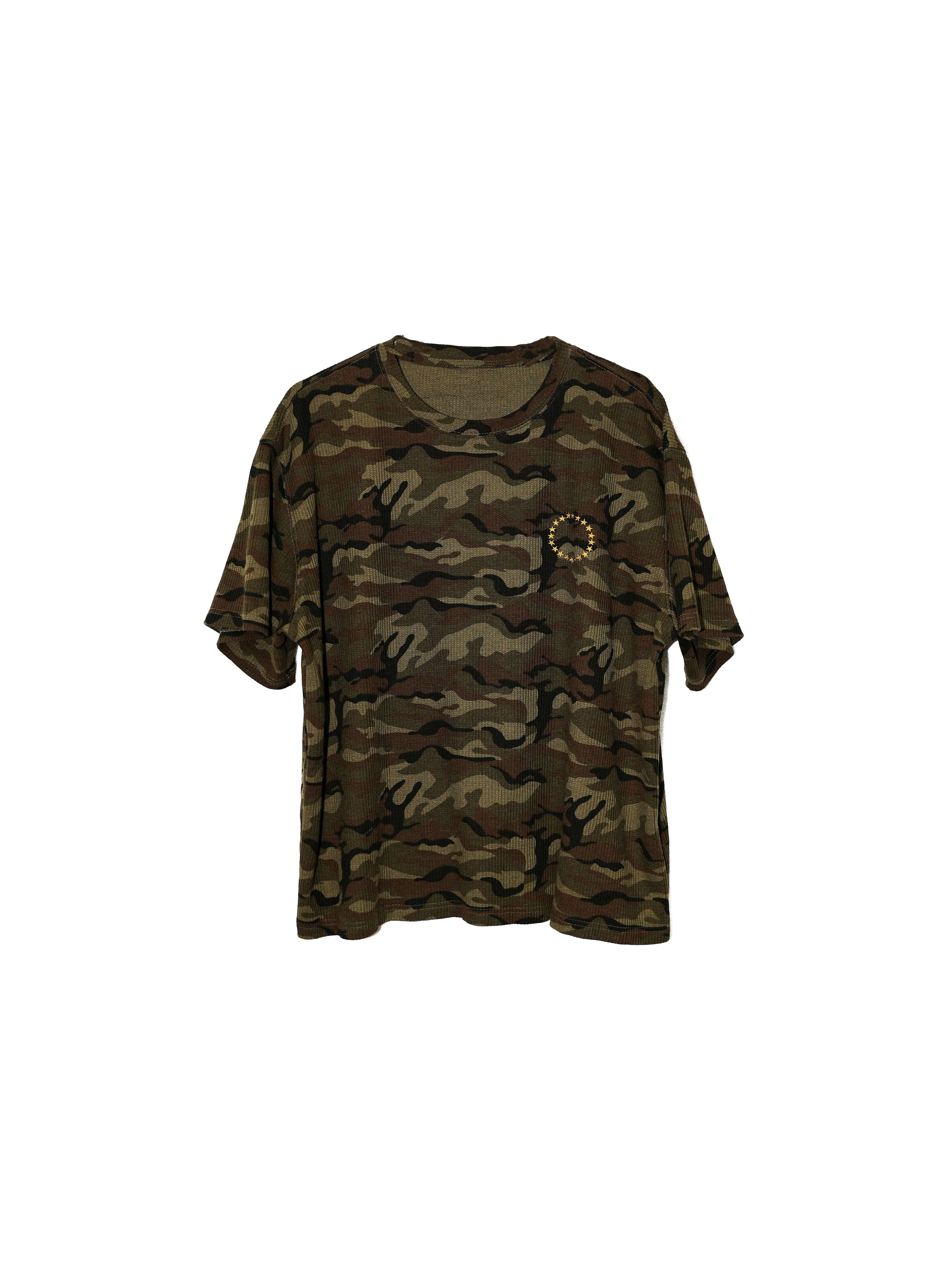 LIBERAFIT Vintage Camo Leopard Waffle Star Embroidered Tee