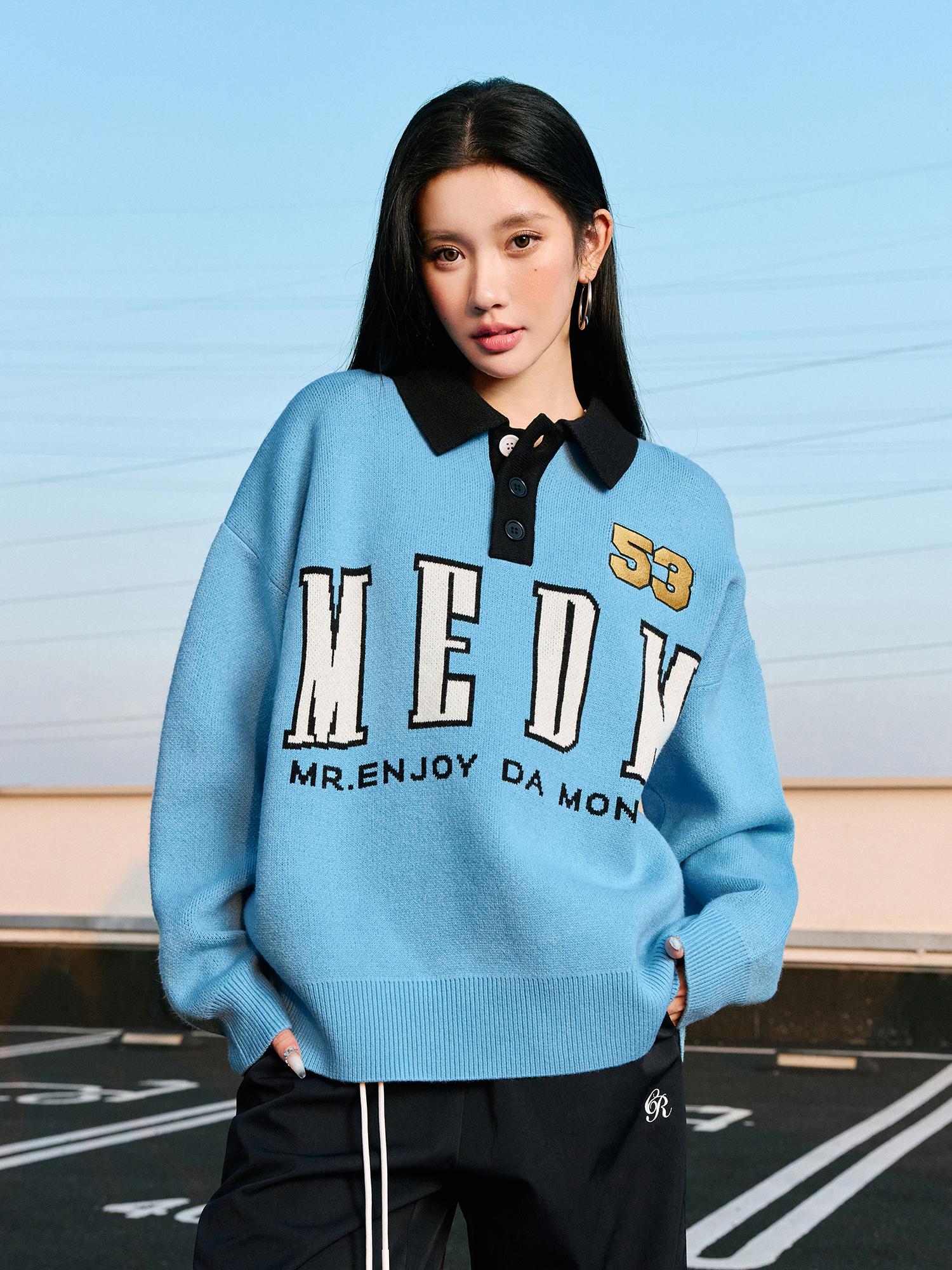 MEDM Patchwork Striped Elbow Knit Sweater