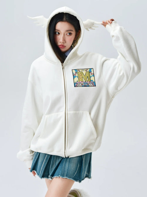 MEDM Angel & Devil Horns Zip-Up Hoodie