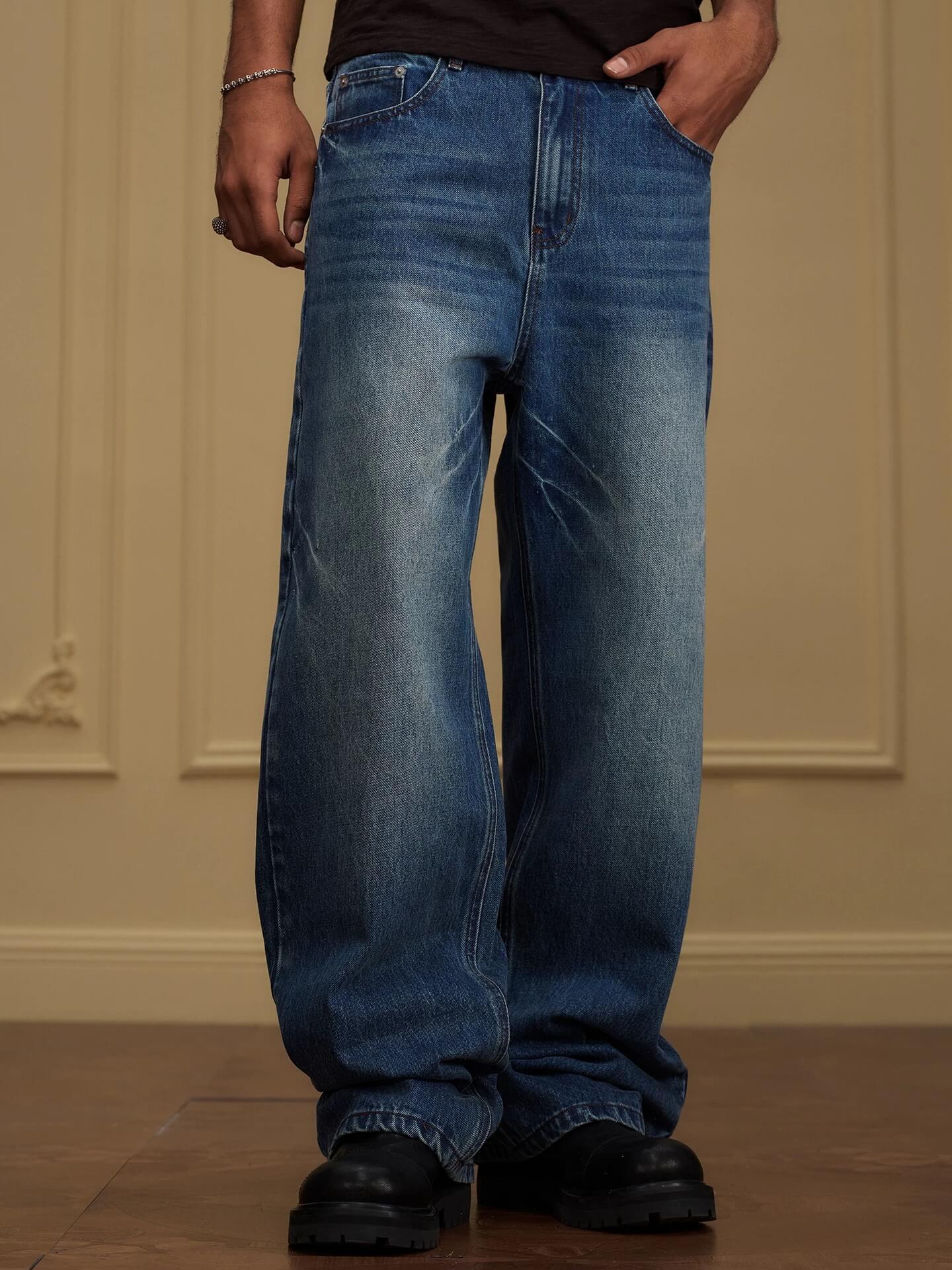 YADcrew Vintage Whiskered Washed Flared Jeans