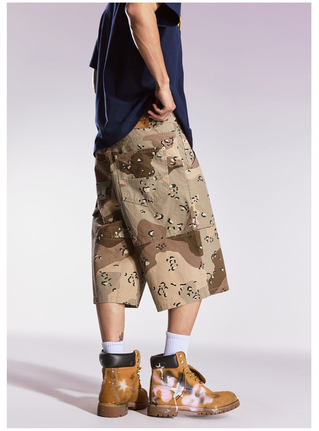Remedy Leopard and Camouflage Work Painter Baggy Shorts