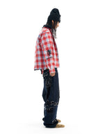 BLIND NO PLAN Reversible Plaid Long Sleeve Shirt Jacket