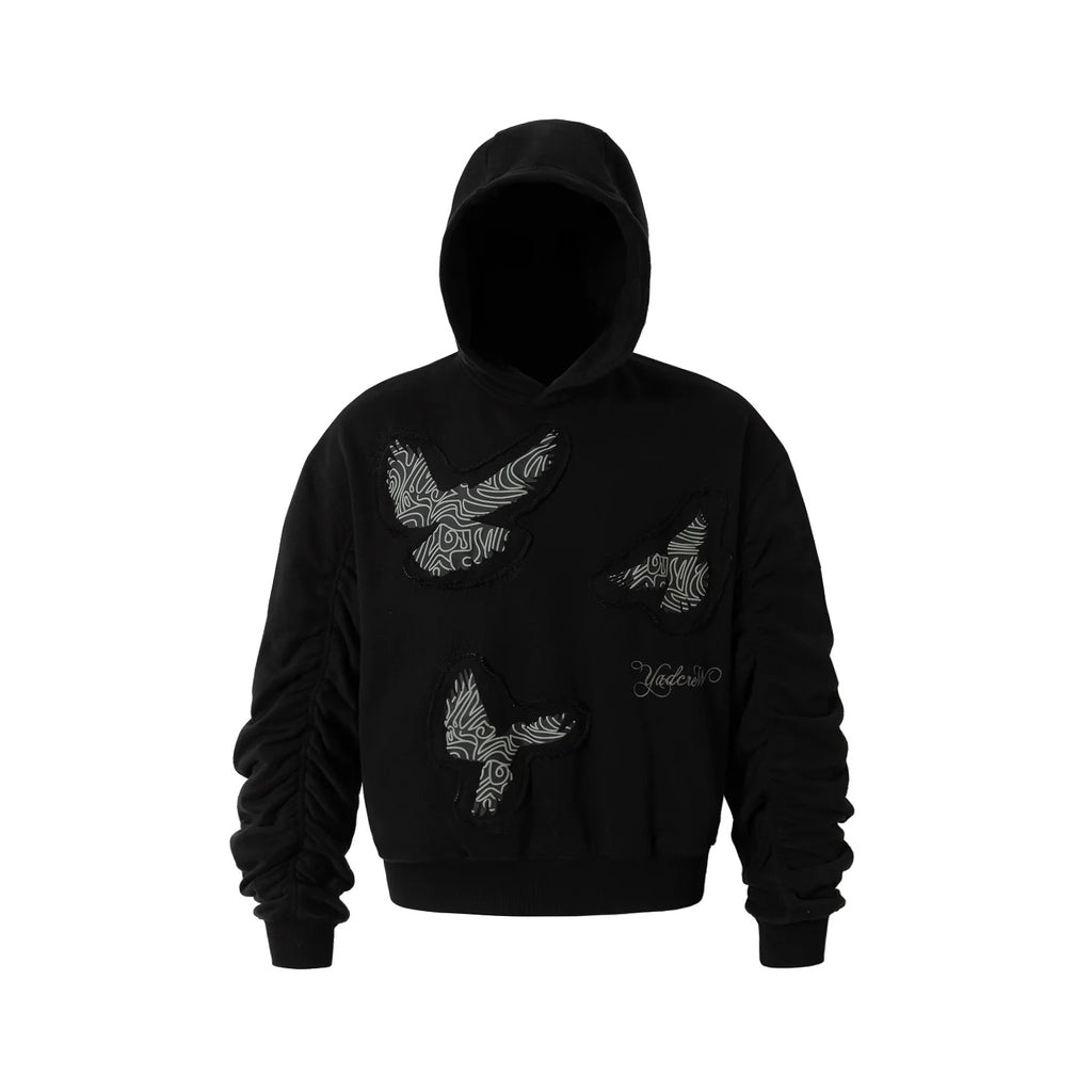YADcrew Peace Dove Pleated Sleeves Hoodie