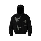 YADcrew Peace Dove Pleated Sleeves Hoodie
