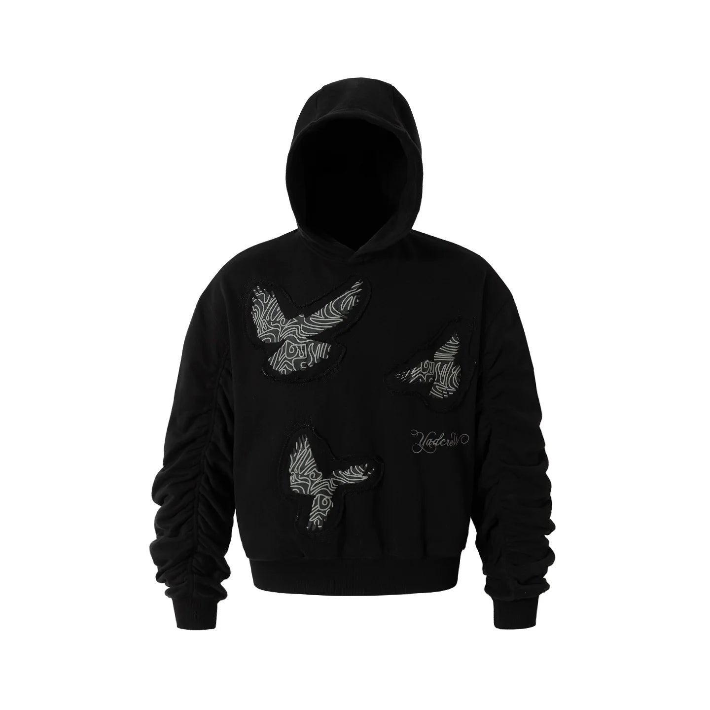 YADcrew Peace Dove Pleated Sleeves Hoodie