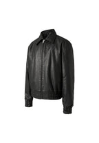 KARMANISTIC Graphic Embroidered Leather Short Bomber Jacket