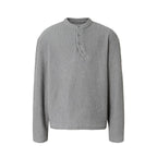 YADcrew Twisted Henley Pinstripe Long Sleeve Tee