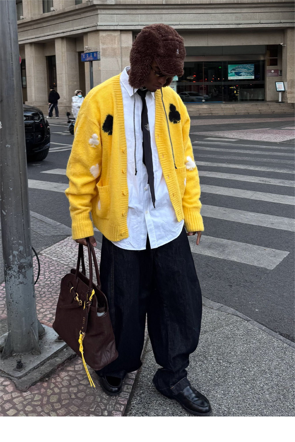 STEEPC Card Suits Wool Blend Knit Cardigan