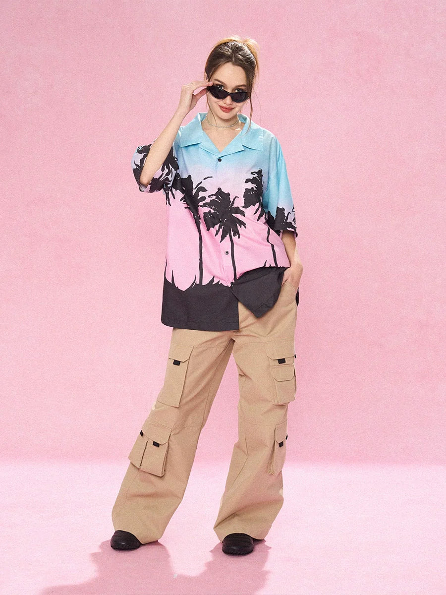 EMPTY REFERENCE Evening Coconut Silhouette Short Sleeve Shirt