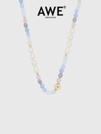 AWE Crystal Beaded Pearl Daisy Necklace