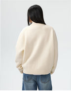 MEDM Rose Embroidered Half Zip Knit Sweater