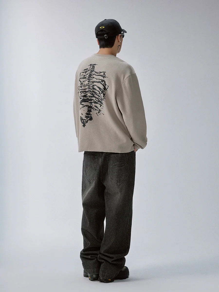 F2CE Bone Print Waffle Long Sleeve Tee