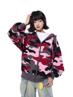 AFGK Pink Camouflage Zip-Up Knit Hoodie