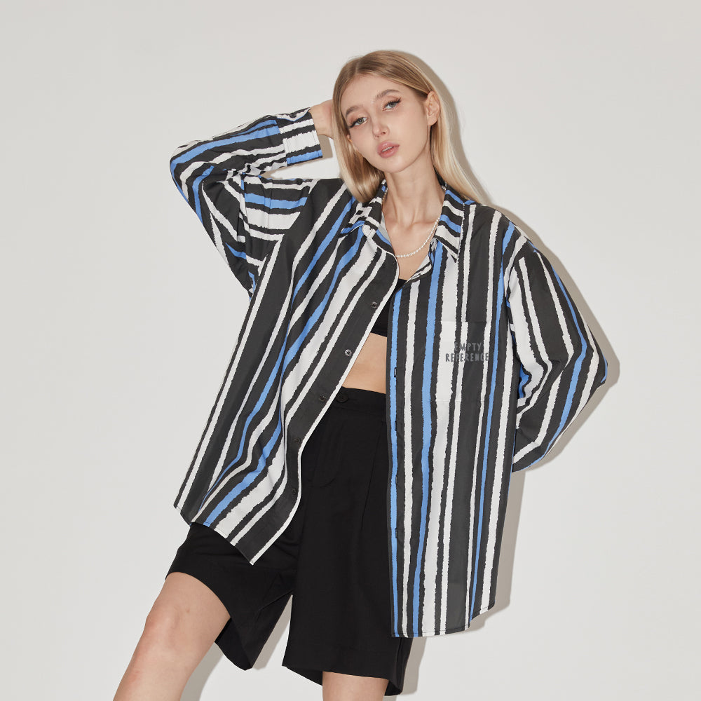 EMPTY REFERENCE Oil Painting Stripes Long Sleeved Shirt
