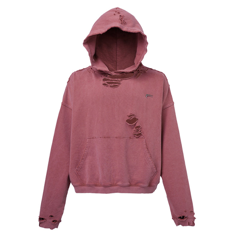 F2CE Washed Destruction Metal Logo Hoodie