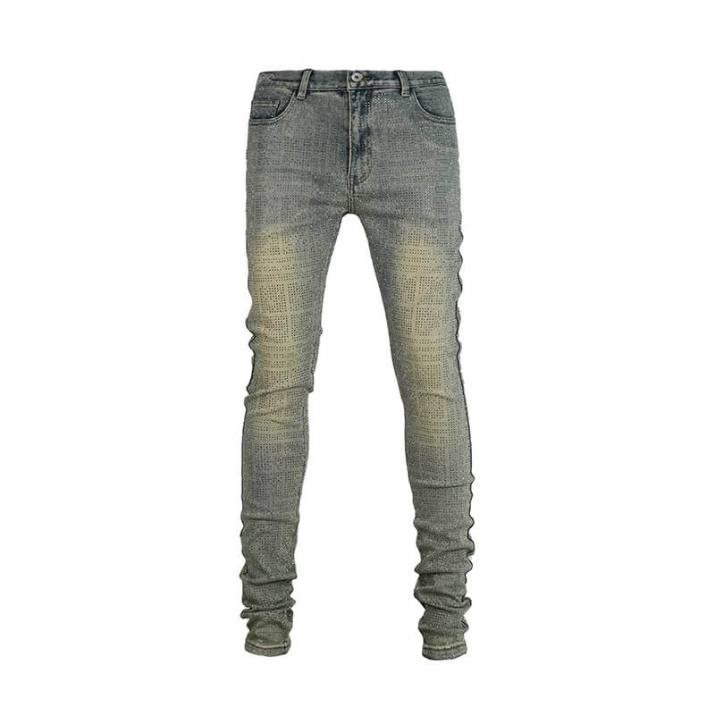 TGFCLUB All Over Rhinestone Skinny Jeans