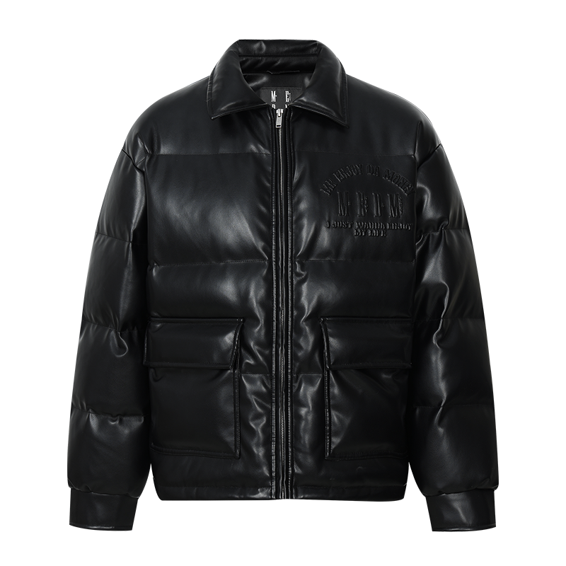 MEDM Embossed LOGO Leather Down Jacket
