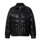 MEDM Embossed LOGO Leather Down Jacket