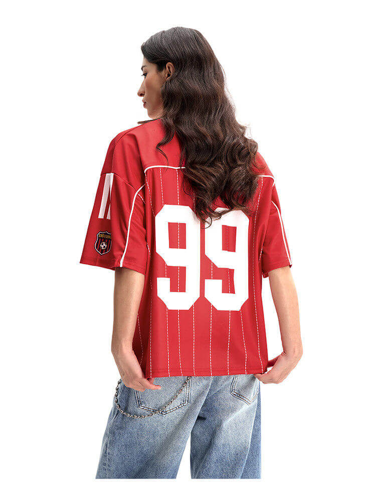 F3F Select Stitch Stripe Mesh V Neck Short Sleeve Soccer Jersey