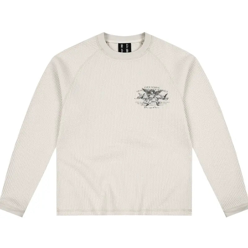 MEDM Angel Print Waffle Long Sleeve Tee