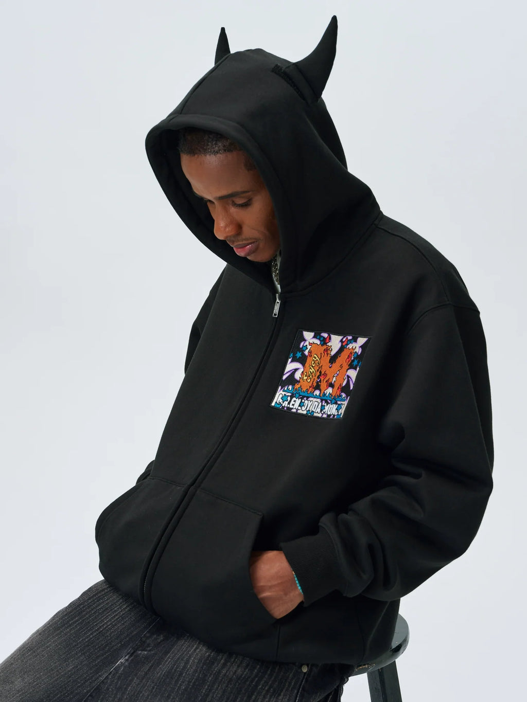 MEDM Angel & Devil Horns Zip-Up Hoodie