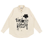 EMPTY REFERENCE Ink Graffiti Flower Print Long Sleeved Shirt