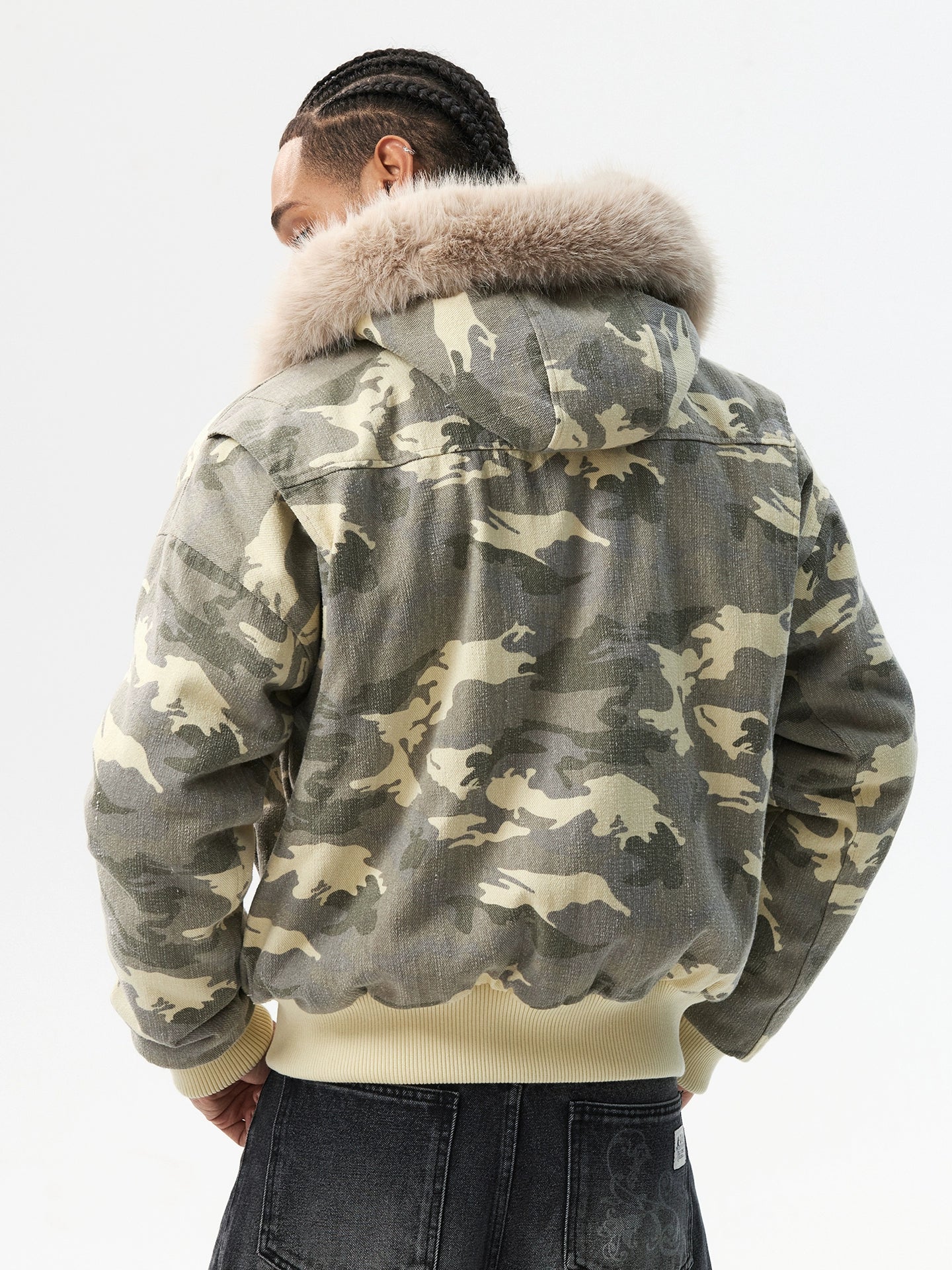 MEDM Detachable Fur Camouflage Hooded Jacket