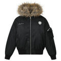 MEDM Silicone Logo Patch Fur Hooded Bomber Jacket