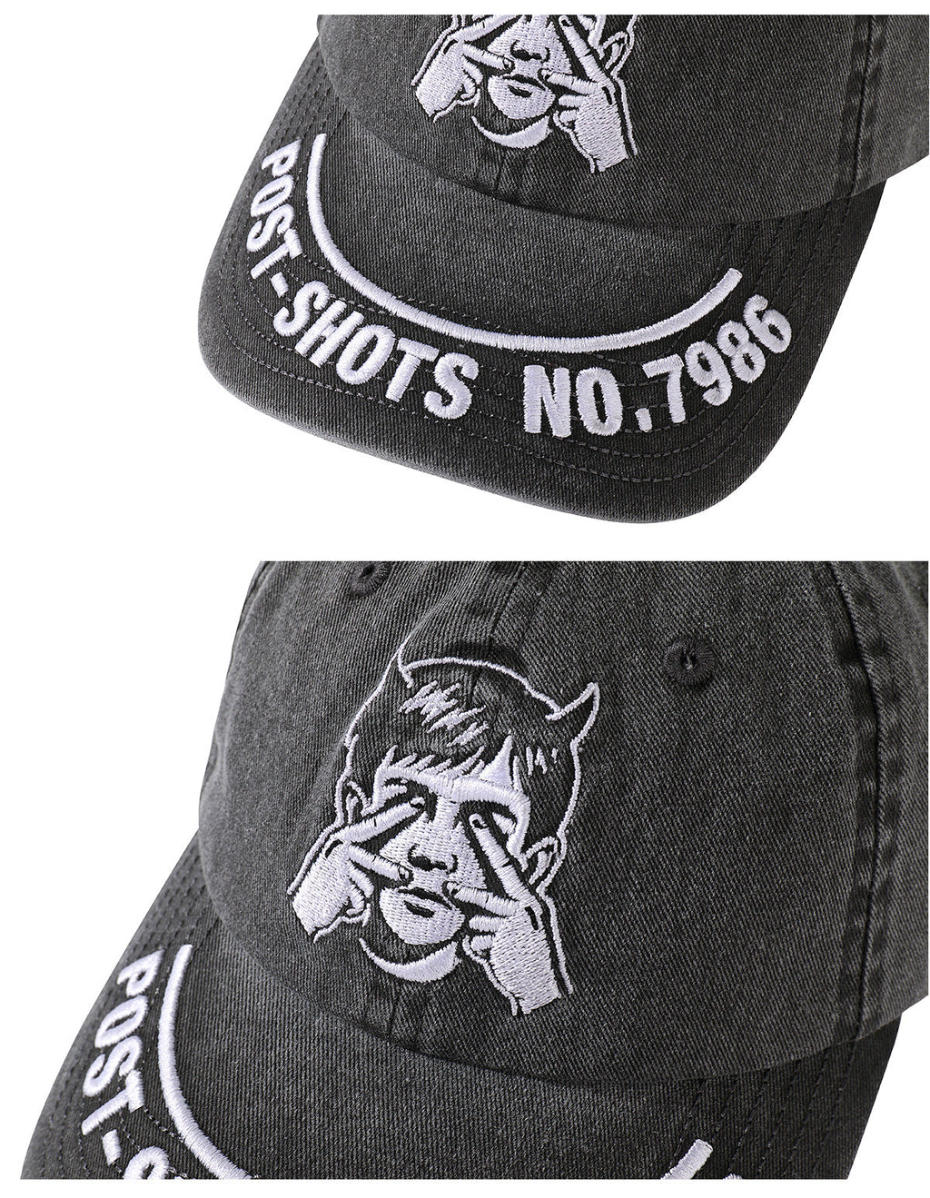NOVACAM Washed Black Spoof Embroidery Dad Hat