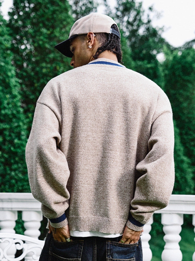 Remedy Embroidered V Neck Knit Sweater
