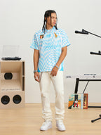 Small Town Kid Twisted Plaid Patchwork Polo Jersey