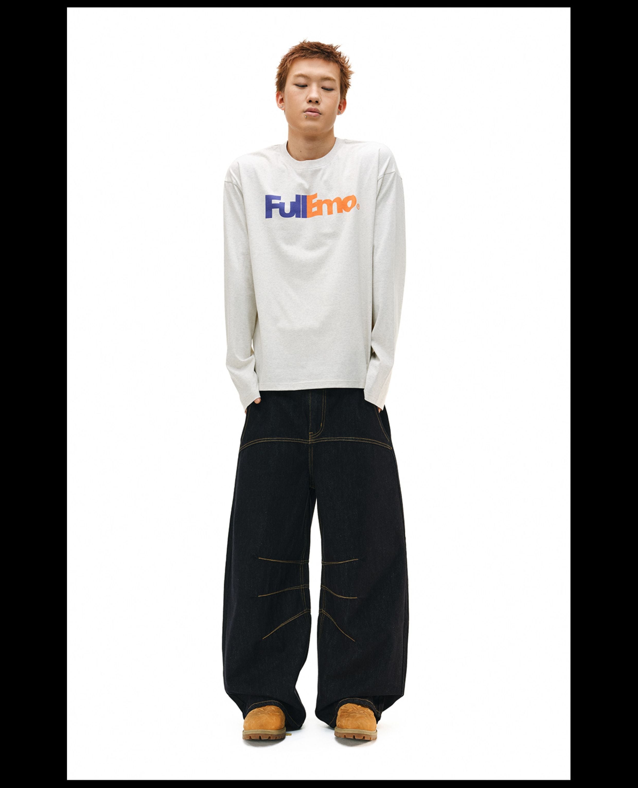 NOVACAM Vintage Playful Logo Long Sleeve Tee
