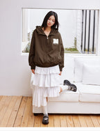 MEDM Pearl Logo Lace Hooded Zip Jacket