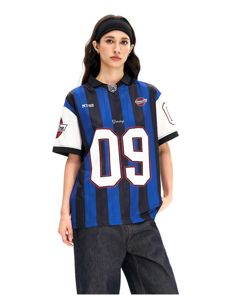 F3F Select Contrast Stripe Short Sleeve Polo Soccer Jersey